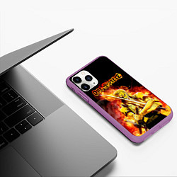 Чехол iPhone 11 Pro матовый Зоро в огне One Piece Большой куш, цвет: 3D-фиолетовый — фото 2