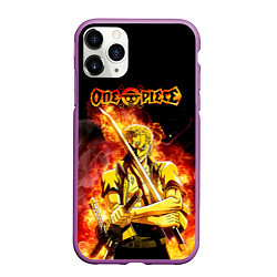 Чехол iPhone 11 Pro матовый Зоро в огне One Piece Большой куш, цвет: 3D-фиолетовый