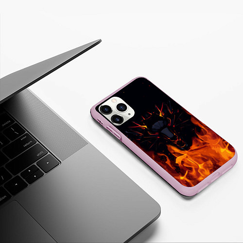 Чехол iPhone 11 Pro матовый THE WITCHER ОГОНЬ / 3D-Розовый – фото 3