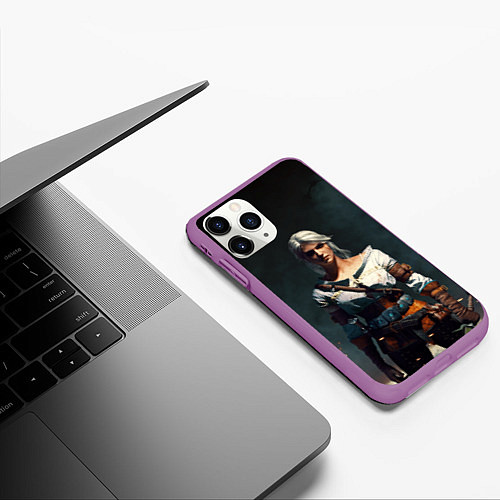 Чехол iPhone 11 Pro матовый THE WITCHER CIRI / 3D-Фиолетовый – фото 3