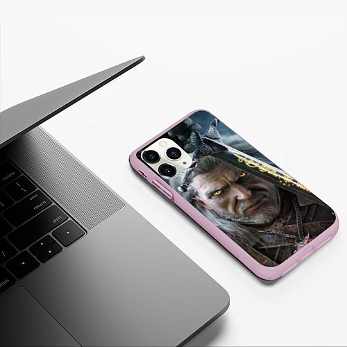 Чехол iPhone 11 Pro матовый THE WITCHER ГЕРАЛЬТ / 3D-Розовый – фото 3