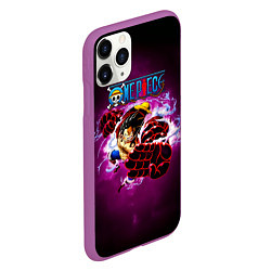 Чехол iPhone 11 Pro матовый Атака резинового Луффи One Piece, цвет: 3D-фиолетовый — фото 2