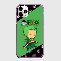 Чехол iPhone 11 Pro матовый Ророноа Зоро One Piece Большой куш, цвет: 3D-фиолетовый