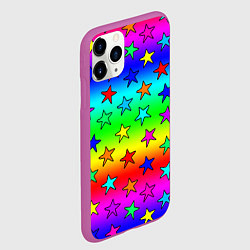 Чехол iPhone 11 Pro матовый Радужные звезды, цвет: 3D-фиолетовый — фото 2