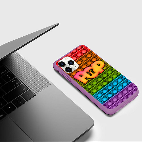 Чехол iPhone 11 Pro матовый POP it ПУПЫРКА / 3D-Фиолетовый – фото 3