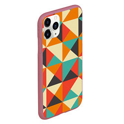 Чехол iPhone 11 Pro матовый Треугольники, цвет: 3D-малиновый — фото 2