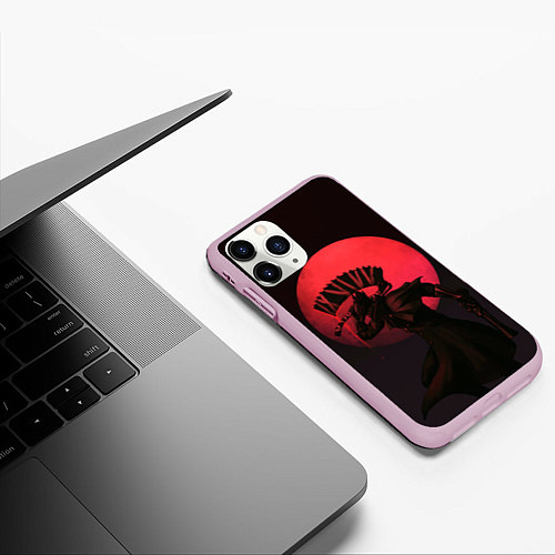 Чехол iPhone 11 Pro матовый Красная луна / 3D-Розовый – фото 3