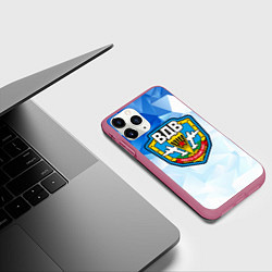Чехол iPhone 11 Pro матовый День ВДВ, значок, цвет: 3D-малиновый — фото 2