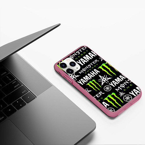 Чехол iPhone 11 Pro матовый YAMAHA X MONSTER SPORT / 3D-Малиновый – фото 3