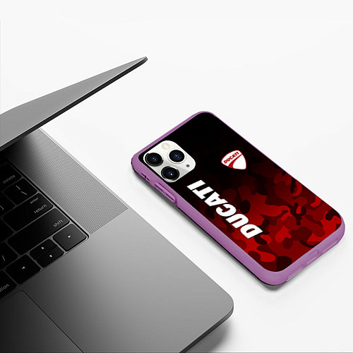 Чехол iPhone 11 Pro матовый DUCATI ДУКАТИ КАМУФЛЯЖ / 3D-Фиолетовый – фото 3