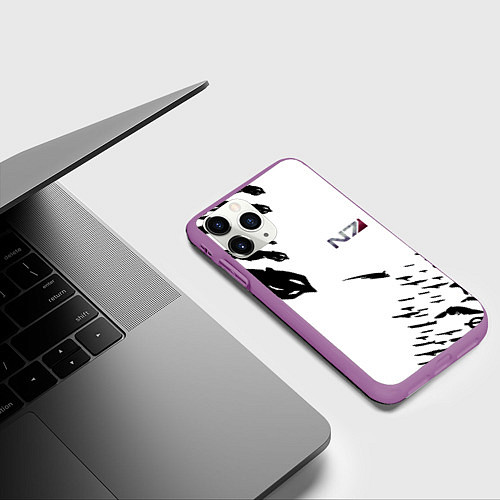 Чехол iPhone 11 Pro матовый MASS EFFECT ПОСЛЕДНИЙ БОЙ БЕЛ / 3D-Фиолетовый – фото 3