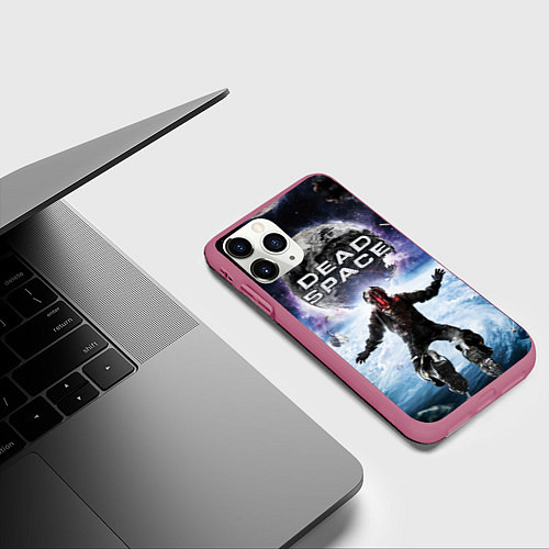 Чехол iPhone 11 Pro матовый Айзек в мертвом космосе / 3D-Малиновый – фото 3