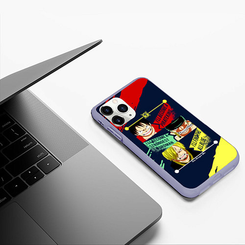 Чехол iPhone 11 Pro матовый Луффи, Зоро и Санджи One Piece / 3D-Светло-сиреневый – фото 3