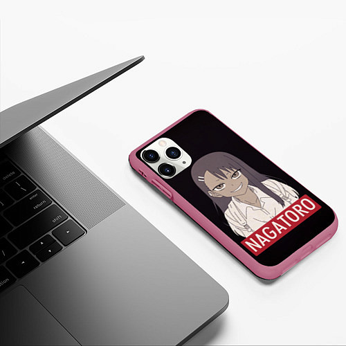 Чехол iPhone 11 Pro матовый Miss Nagatoro / 3D-Малиновый – фото 3