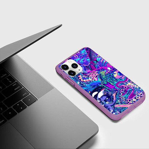 Чехол iPhone 11 Pro матовый Неоновые Звери / 3D-Фиолетовый – фото 3