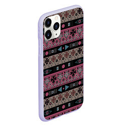 Чехол iPhone 11 Pro матовый Этнический полосатый орнамент, цвет: 3D-светло-сиреневый — фото 2