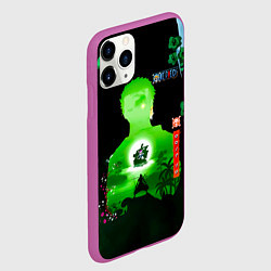 Чехол iPhone 11 Pro матовый Зоро One Piece Большой куш, цвет: 3D-фиолетовый — фото 2