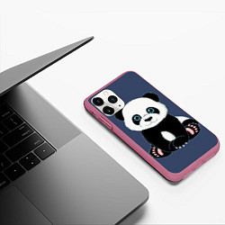 Чехол iPhone 11 Pro матовый Милая Панда Sweet Panda, цвет: 3D-малиновый — фото 2