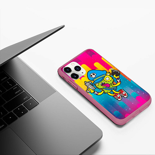 Чехол iPhone 11 Pro матовый Crazy Bomberman / 3D-Малиновый – фото 3