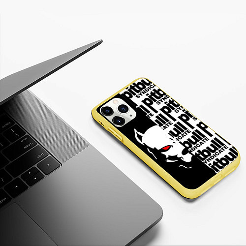 Чехол iPhone 11 Pro матовый PITBULL SYNDICATE ПИТБУДЬ / 3D-Желтый – фото 3