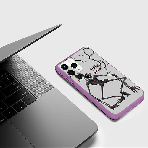 Чехол iPhone 11 Pro матовый Сиреноголовый Игра Ужастик / 3D-Фиолетовый – фото 3