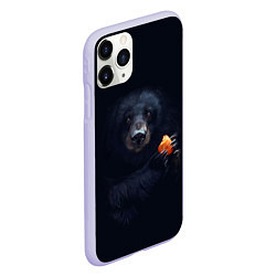 Чехол iPhone 11 Pro матовый Медведь, цвет: 3D-светло-сиреневый — фото 2