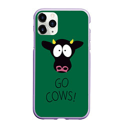 Чехол iPhone 11 Pro матовый Go Cows, цвет: 3D-светло-сиреневый