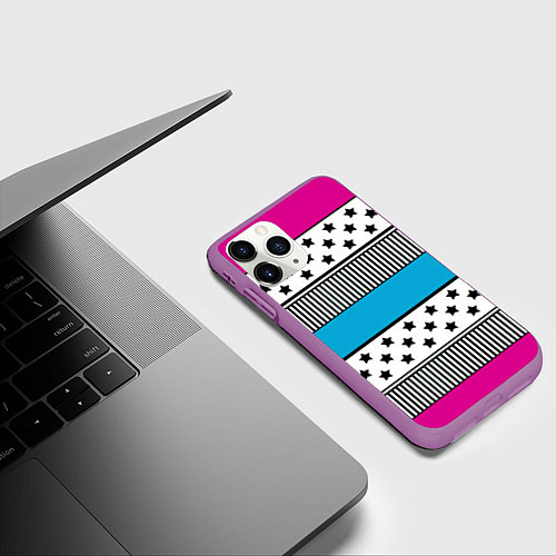 Чехол iPhone 11 Pro матовый Молодежный современный узор / 3D-Фиолетовый – фото 3
