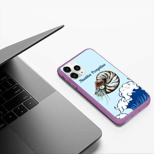 Чехол iPhone 11 Pro матовый Nautilus Pompilius океан / 3D-Фиолетовый – фото 3