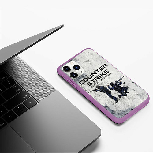 Чехол iPhone 11 Pro матовый COUNTER TERRORIST CS GO Z / 3D-Фиолетовый – фото 3