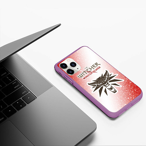 Чехол iPhone 11 Pro матовый The Witcher Monster Slayer - Noise / 3D-Фиолетовый – фото 3