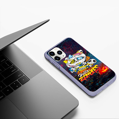 Чехол iPhone 11 Pro матовый Hello Zombies / 3D-Светло-сиреневый – фото 3