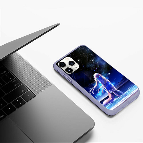 Чехол iPhone 11 Pro матовый Animegirl Night Sea / 3D-Светло-сиреневый – фото 3