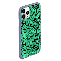 Чехол iPhone 11 Pro матовый Зеленый абстрактный узор, цвет: 3D-серый — фото 2