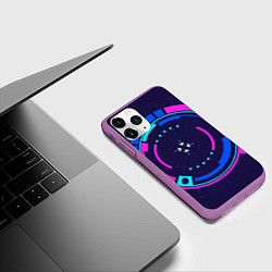 Чехол iPhone 11 Pro матовый Розовый Синий Киберпанк, цвет: 3D-фиолетовый — фото 2