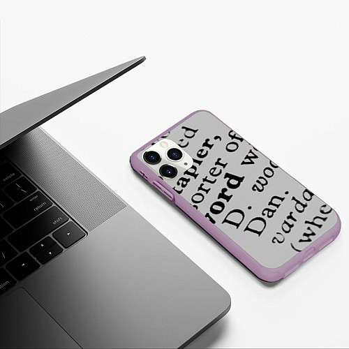 Чехол iPhone 11 Pro матовый Текст из словоря / 3D-Сиреневый – фото 3