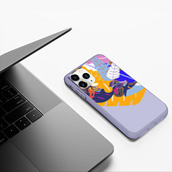 Чехол iPhone 11 Pro матовый Узор из листьев и цветов, цвет: 3D-светло-сиреневый — фото 2