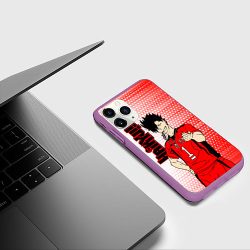Чехол iPhone 11 Pro матовый Куроо Тецуро Kuroo Tetsuro / 3D-Фиолетовый – фото 3
