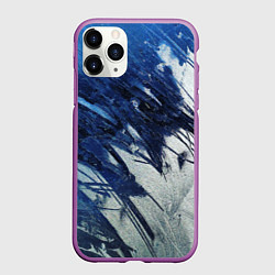 Чехол iPhone 11 Pro матовый Серо-синее абстрактное, цвет: 3D-фиолетовый