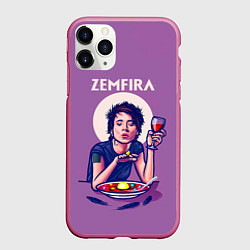 Чехол iPhone 11 Pro матовый ZEMFIRA арт ужин, цвет: 3D-малиновый