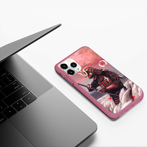 Чехол iPhone 11 Pro матовый Ghost of Tsushim Призрак Цусимы Z / 3D-Малиновый – фото 3