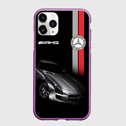 Чехол iPhone 11 Pro матовый MERCEDES BENZ AMG, цвет: 3D-фиолетовый