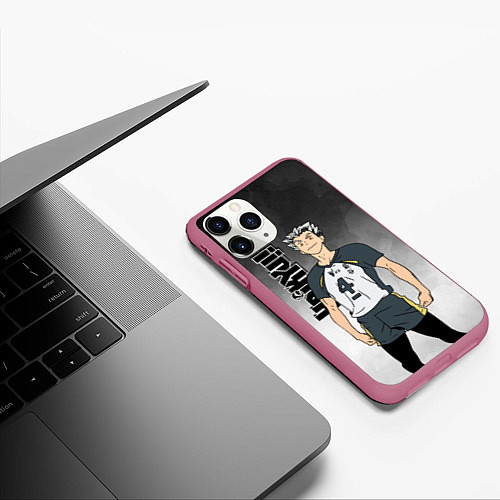 Чехол iPhone 11 Pro матовый Котаро Бокуто Bokuto Kotaro / 3D-Малиновый – фото 3