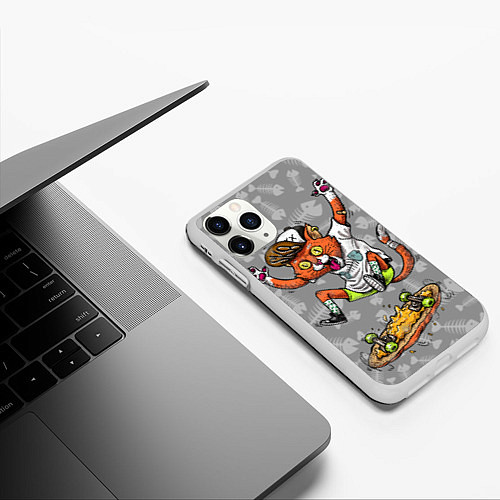 Чехол iPhone 11 Pro матовый SK8CAT / 3D-Белый – фото 3