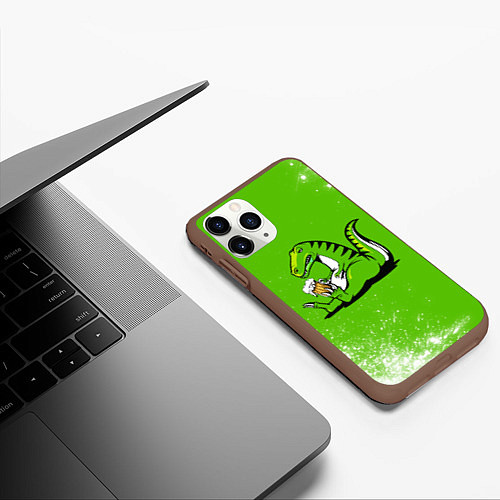 Чехол iPhone 11 Pro матовый Пивозавр - Краска / 3D-Коричневый – фото 3