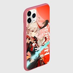Чехол iPhone 11 Pro матовый Genshin Impact, Кадзуха, цвет: 3D-малиновый — фото 2