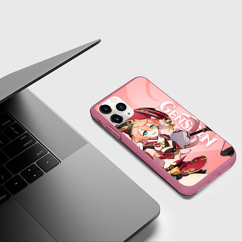 Чехол iPhone 11 Pro матовый Genshin Impact, Янь Фэй / 3D-Малиновый – фото 3