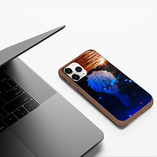 Чехол iPhone 11 Pro матовый Сатору гото голубые глаза / 3D-Коричневый – фото 3