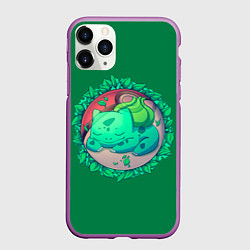 Чехол iPhone 11 Pro матовый Спящий Бульбазавр, цвет: 3D-фиолетовый