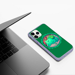 Чехол iPhone 11 Pro матовый Спящий Бульбазавр, цвет: 3D-светло-сиреневый — фото 2
